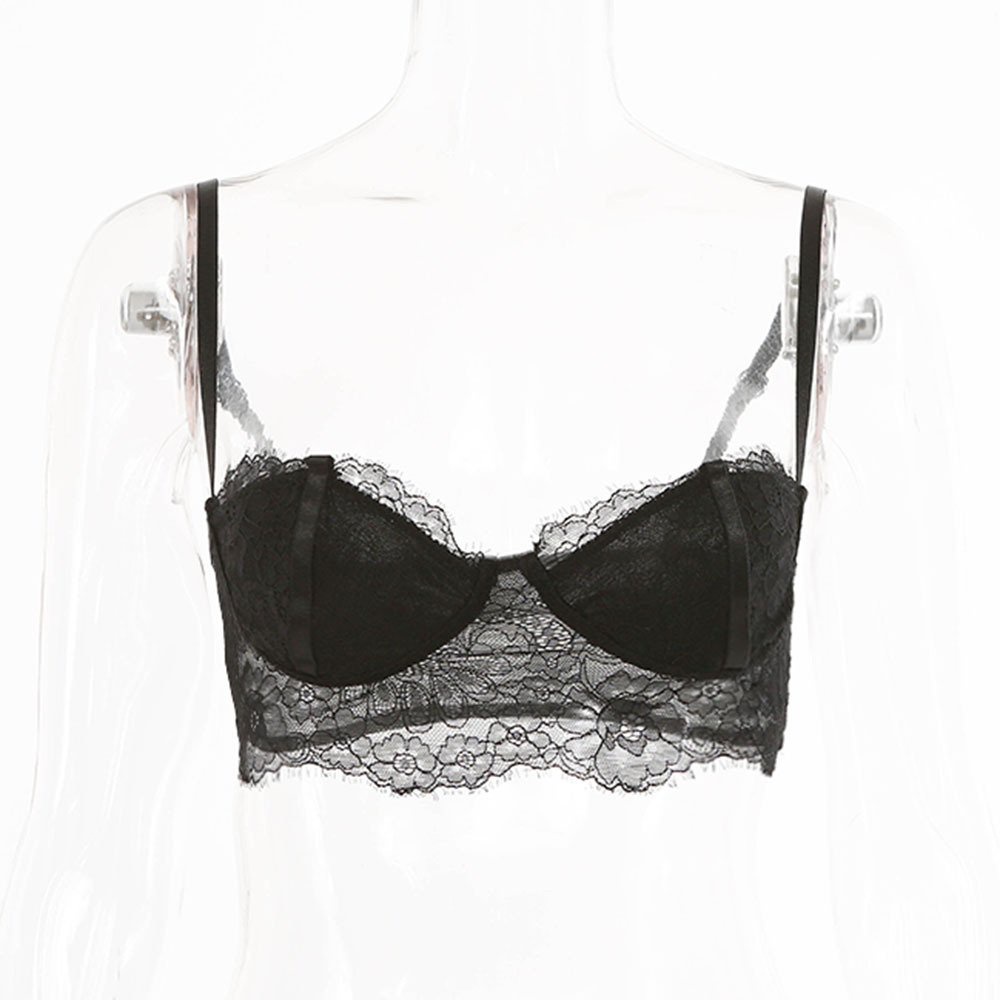 Áo Tank Top Phối Ren Lưới Trễ Vai Quyến Rũ Cho Nữ