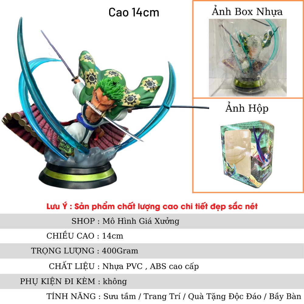 Mô hình One Piece Zoro wano trên mái cao 14cm , trạng thái chiến đấu , figure mô hình one piece , mô hình giá xưởng