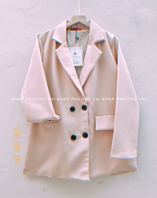 Áo blazer trơn Hàn Quốc màu be (loại 2 lớp/shop tự chụp hình thật) NoBrand