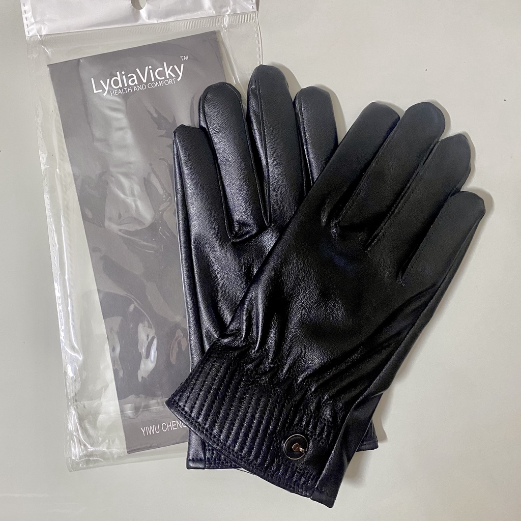 Găng tay da nam LydiaVicky mùa đông giữ ấm lót nỉ bên trong chống lạnh - cảm ứng