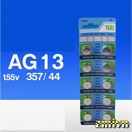 Vỉ 10 viên Pin cúc áo AG13 – LR44 – A76 – SR44