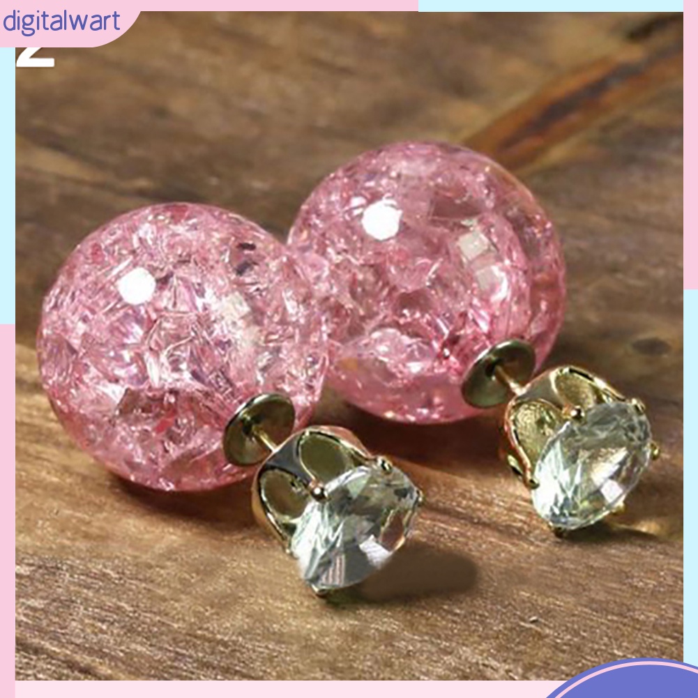 Cặp khuyên tai thiết kế quả cầu pha lê nhiều màu sắc cá tính trẻ trung dành cho nữ