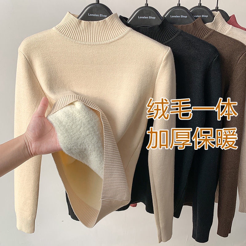 UIOWOO  Áo Sweater Lông Cừu Cổ Lọ Dày Dặn Thời Trang Dành Cho Nữ