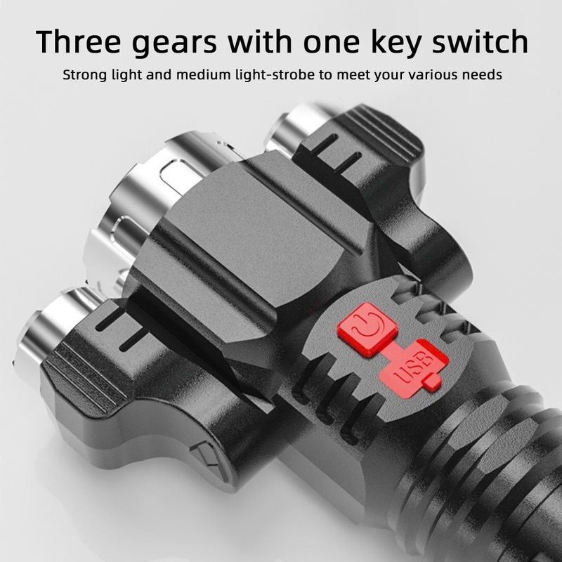 1 Đèn Pin LED 3 Chế Độ Khoảng Cách Chống Thấm Nước Sạc Cổng USB Mang Đi Tiện Dụng