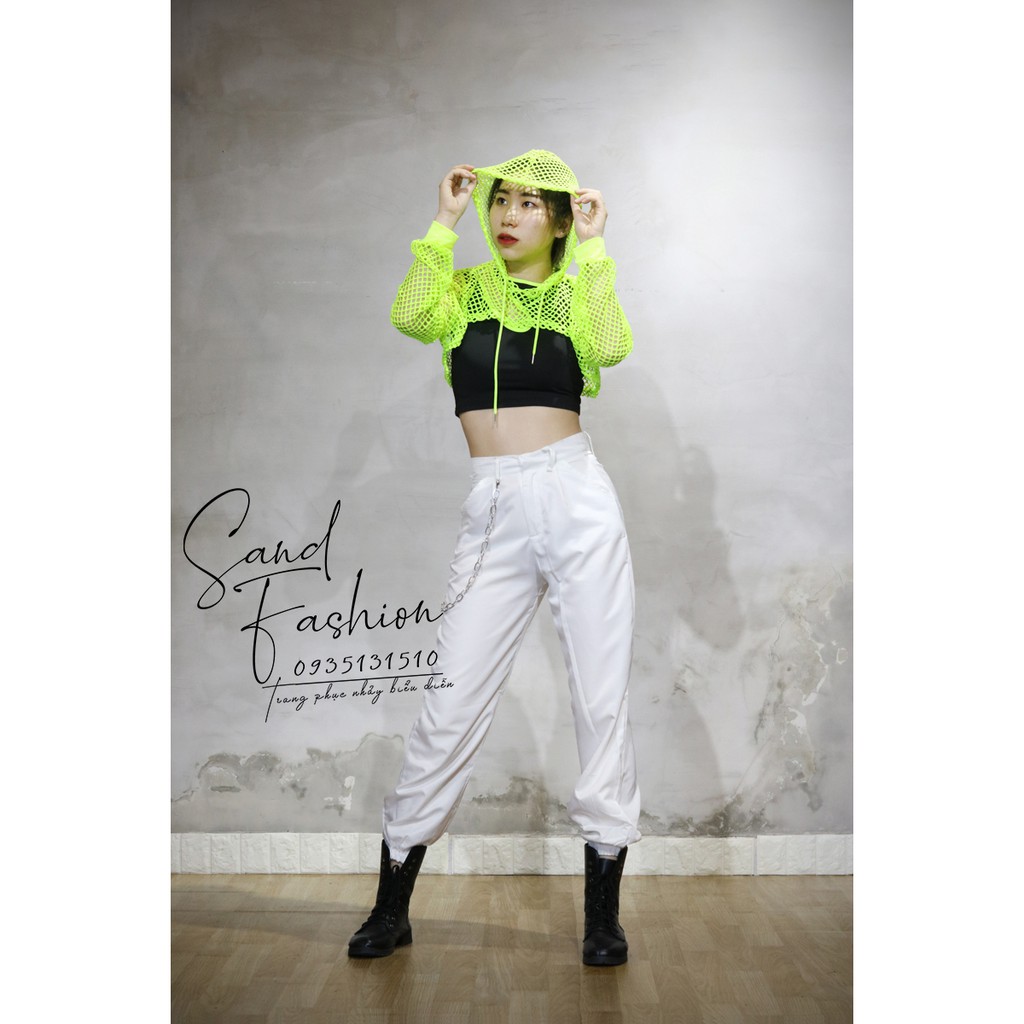 Áo Lưới Hoodie Cut Out Xanh Neon