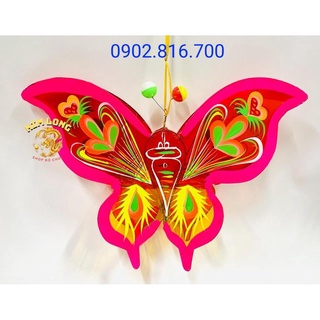 Đồ chơi lồng đèn trung thu truyền thống - Lồng đèn kiếng hình BƯỚM ĐÀO 50cm tặng 10 đèn cầy quà tặng trung thu