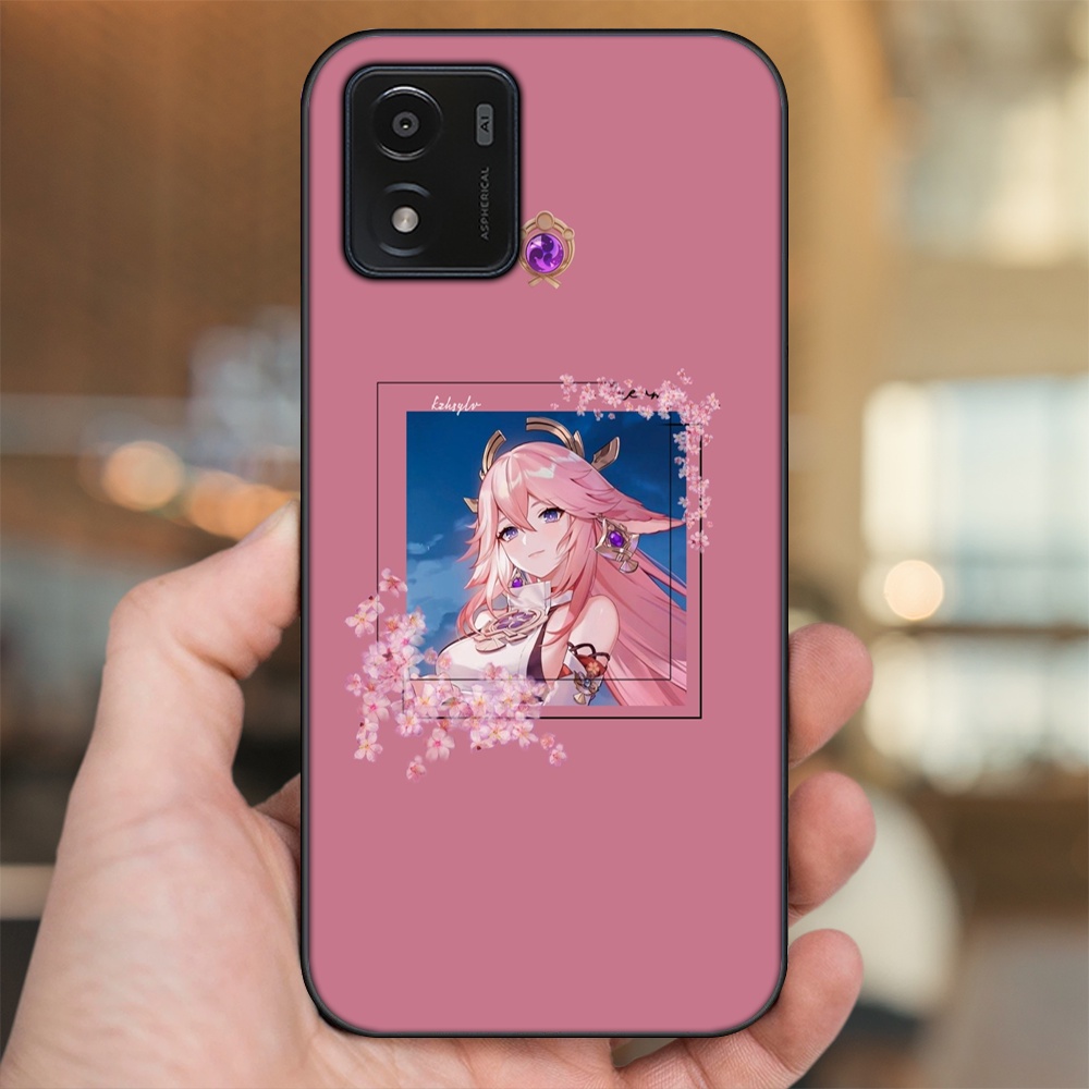 Ốp lưng Vivo Y01 viền đen in hình Yae Miko Genshin Impact