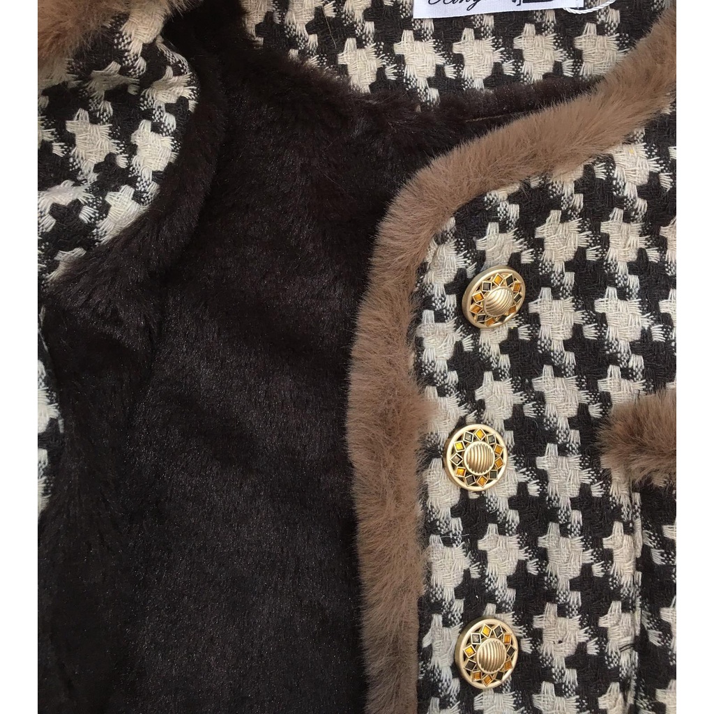 (FREESHIP) Set dạ nâu viền lông hàng quảng châu cao cấp Miho house