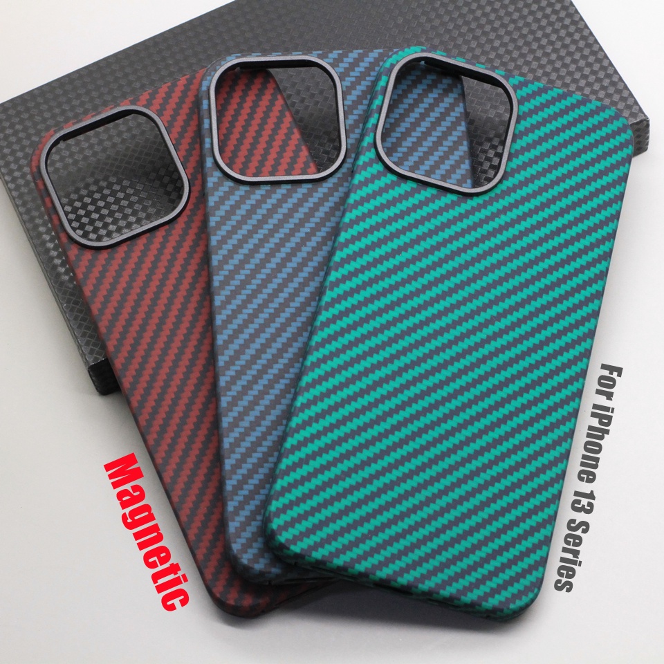Ốp Điện Thoại Sợi Carbon Từ Tính Siêu Mỏng Cho Iphone 13 Pro Max i13 Pro