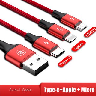 CÁP SẠC BASEUS 3 ĐẦU KẾT NỐI TYPE C, ANDROID VÀ LIGHTNING ( USB TYPE A TO USB TYPE C/ MICRO USB/ LIGHTNING FAST CHARGING