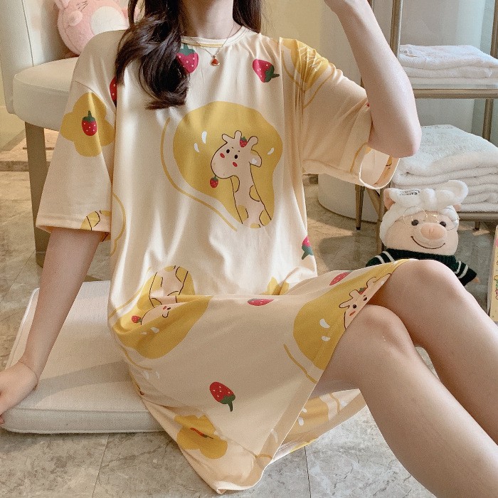 [Mã WASTUP giảm 10% tối đa 30K đơn 99K] Váy ngủ cộc tay thun sữa họa tiết dễ thương [VN03 | BigBuy360 - bigbuy360.vn