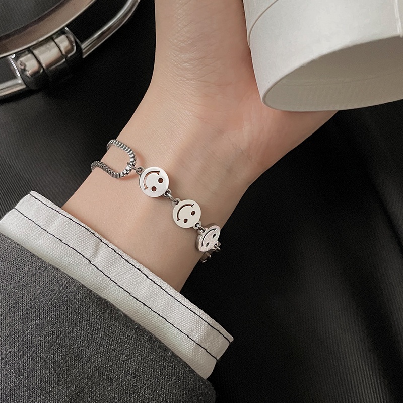 Vòng Tay Lucky Smile Chain Bracelet Fashion Unique Silver Link Party Bracelets for Women Female Jewelry Accessories