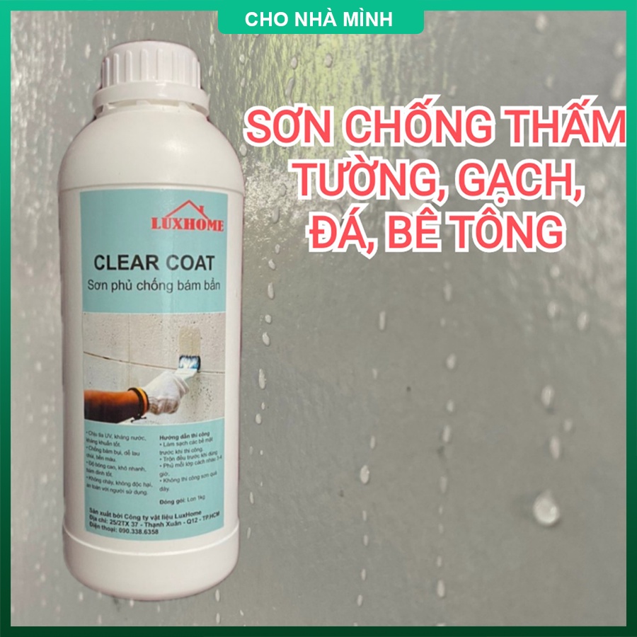 Sơn chống thấm, phủ bóng, chống bám bẩn, tia uv, cho tường, gạch, đá, bê tông...Acrylic gốc nước, trong suốt - ClearCoat