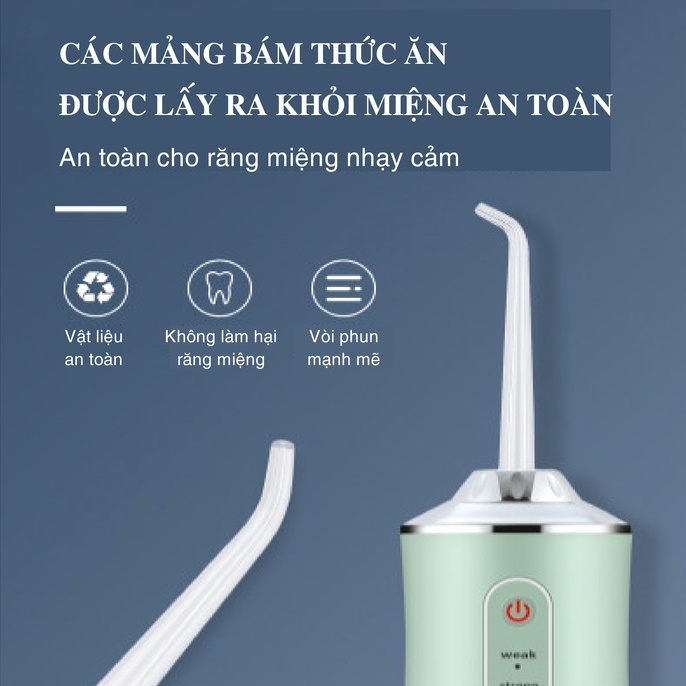 Tăm nước nha khoa Oral Irrigator Xiaomi - Tăm nước cầm tay Xiaomi vệ sinh răng miệng (Tặng 4 đầu vệ sinh răng)