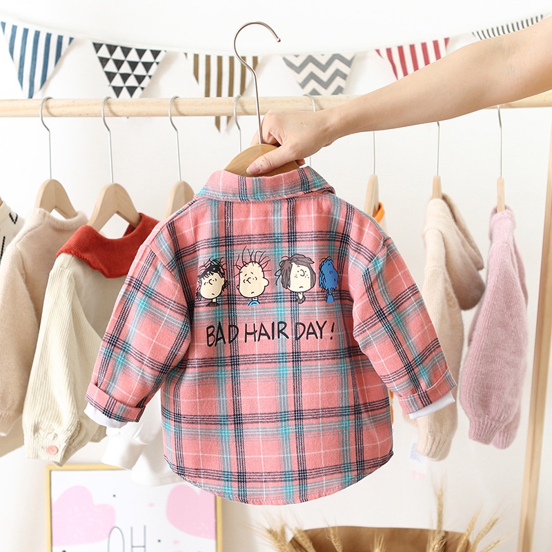 Áo sơ mi tay dài họa tiết caro dành cho bé trai từ 0-5 tuổi