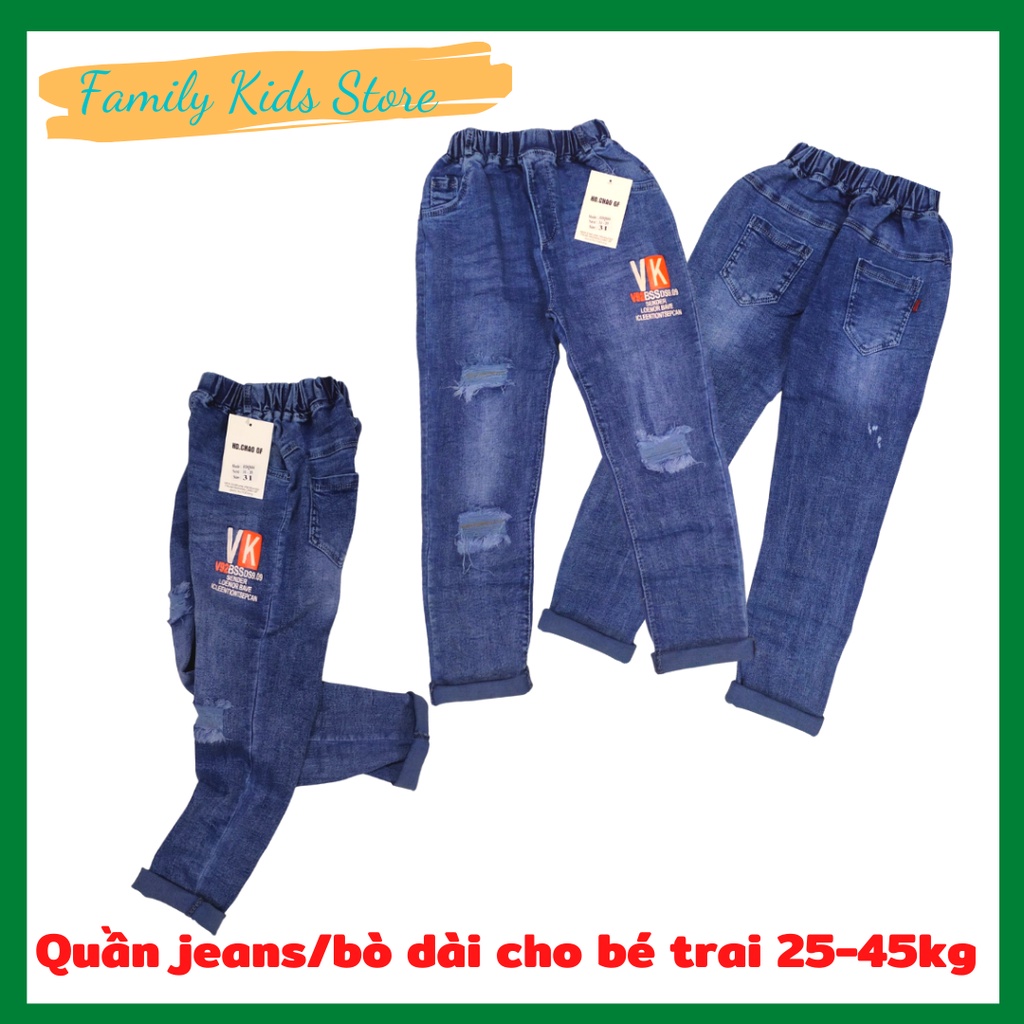 Quần jeans/bò dài cho bé trai 27-40kg - chất bò mềm cao cấp xịn đẹp