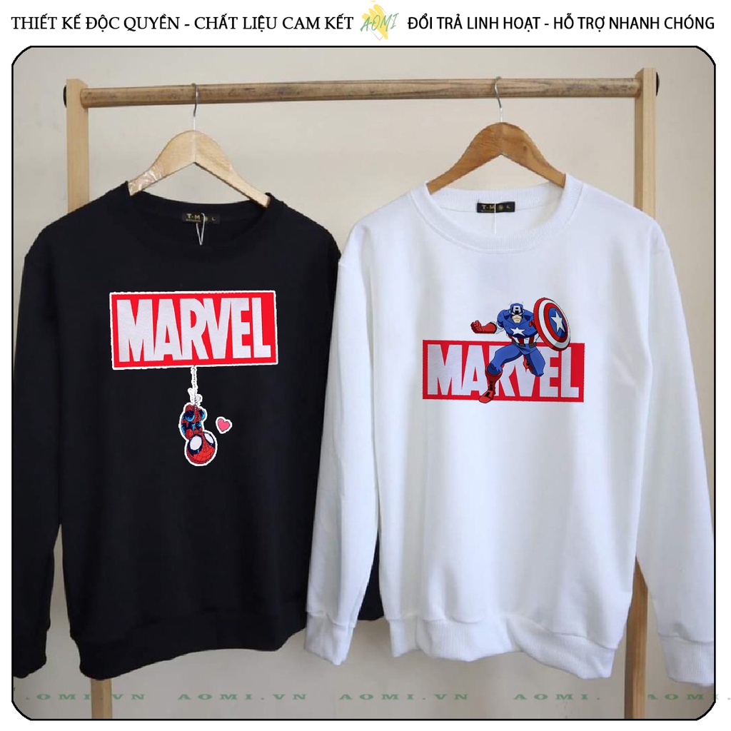 Áo Nỉ Bông Sweater Avengers Kids MCU tay dài da cá unisex full size AOMIVN