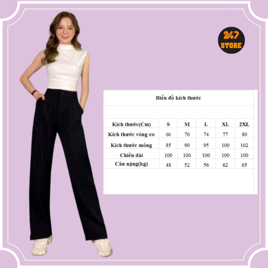 Quần Suông Ống Rộng , cạp cao , dáng dài Khóa Trước nữ công sở 247STORE vải tuyết mưa 3100_P0K30