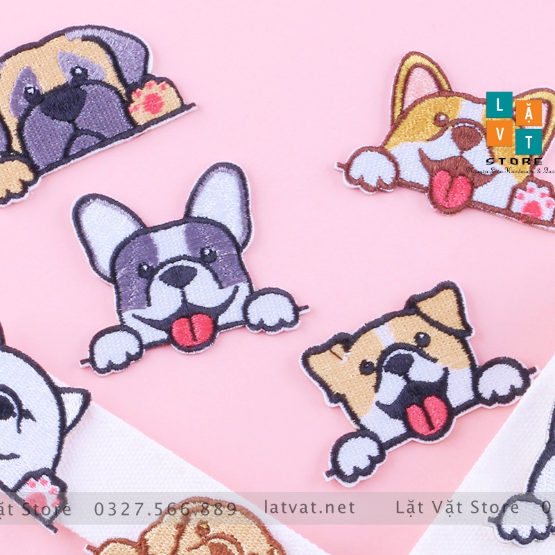 Patch ủi quần áo 9 Cún Say Hi cực kì dễ thương, dán Vali, tủ lạnh, Sticker miếng dán quần áo...