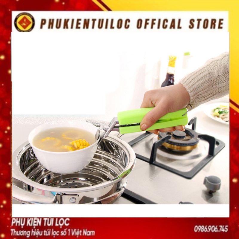 Combo Kẹp Gắp Đồ Nóng, Đồ Hấp KIM LOẠI T1 Thông Minh - Dụng Cụ Gắp Inox Có Lò Xo- Phukientuiloc.com