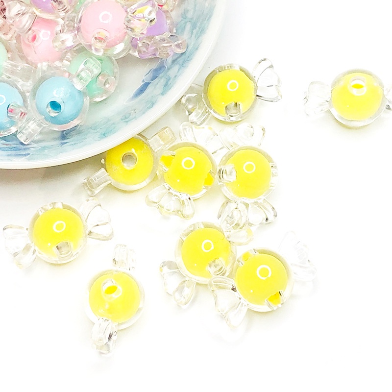 Set 20 Hạt Nhựa Acrylic Màu Kẹo Dùng Làm Trang Sức Cho Bé