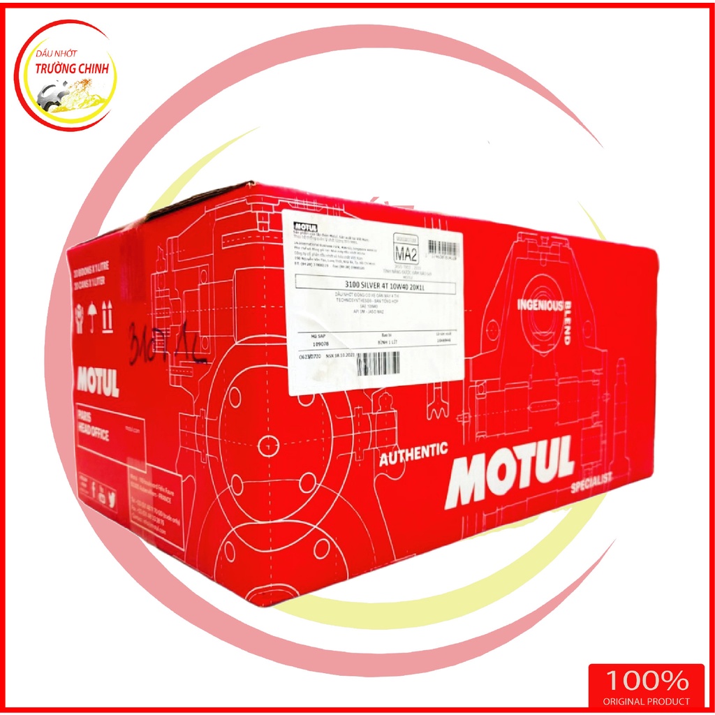 Thùng 20 bình Motul 3100 Silver 10W40 dành cho xe số