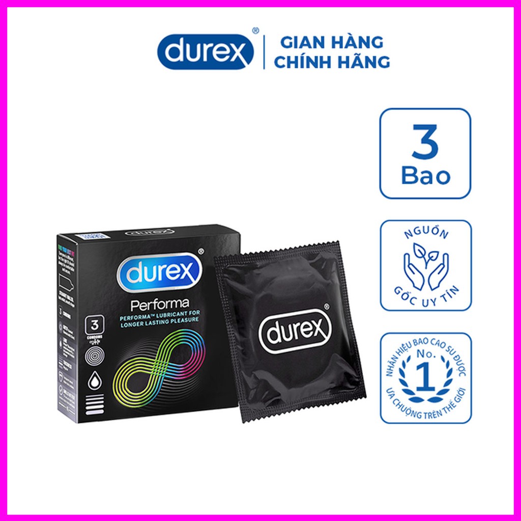 [Durex Performa] Bao Cao Su Durex Performa Chính Hãng Giúp Kéo Dài Thời Gian Yêu, Chống Xuất Tinh Sớm [CHE TÊN 100%]