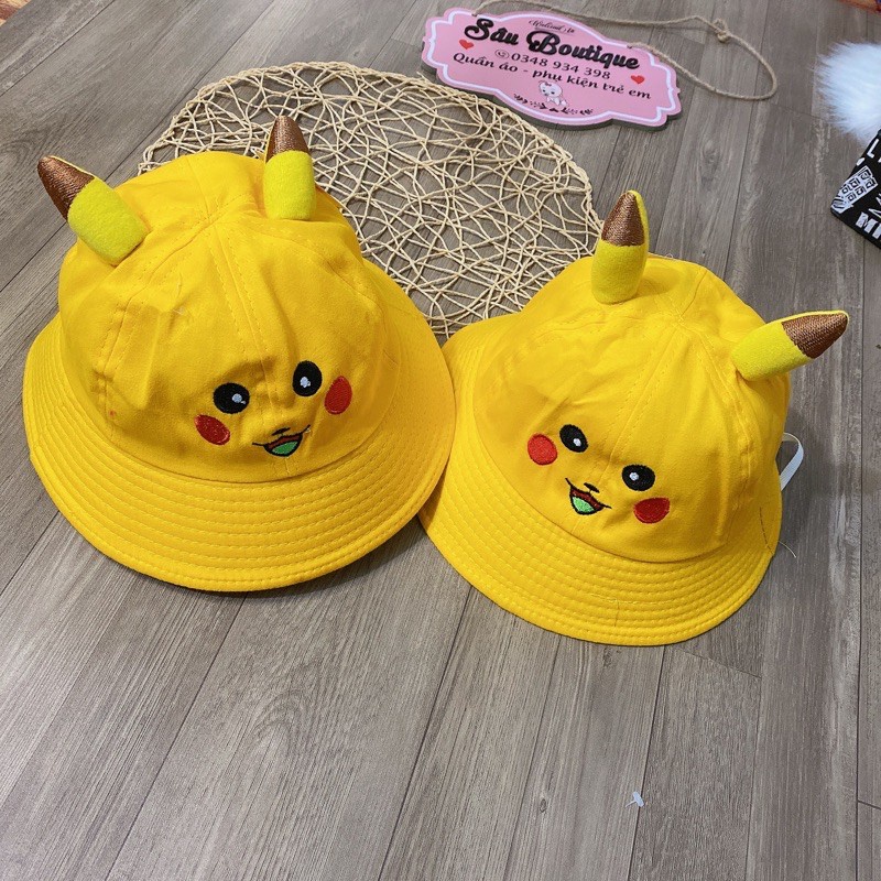 Mũ nón tai bèo Pikachu bé gái bé trai 2-4 tuổi có dây