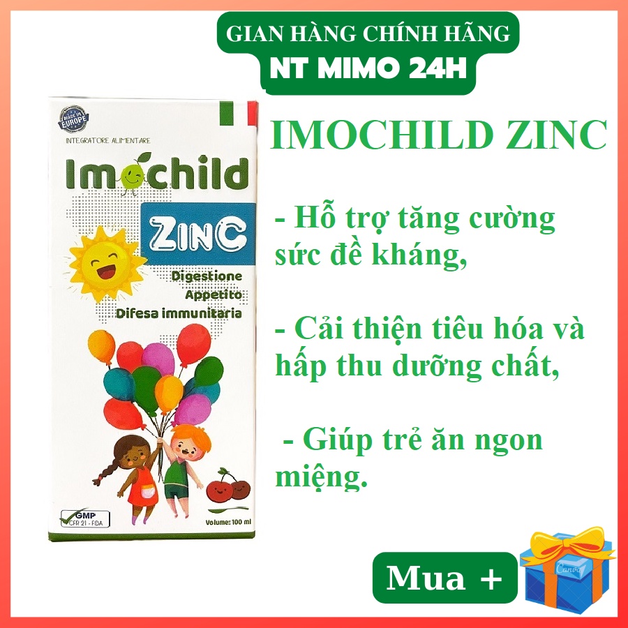 Kẽm Imochild Zinc Bổ sung vitamin giúp bé tăng đề kháng,tăng miễn dịch kích thích ăn ngon tiêu hóa tốt.