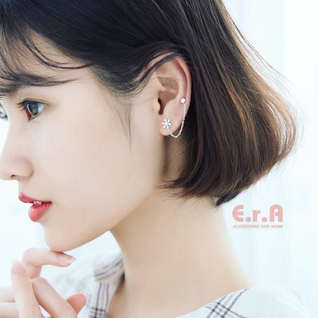 Bông Tai Nữ Bạc 925 Cao Cấp ERA SHOP 077047 - Hoa Móc Hạt Đá Xinh Xắn, Cá Tính, Phù Hợp Đi Tiệc, Đi Chơi, Rẻ Đẹp