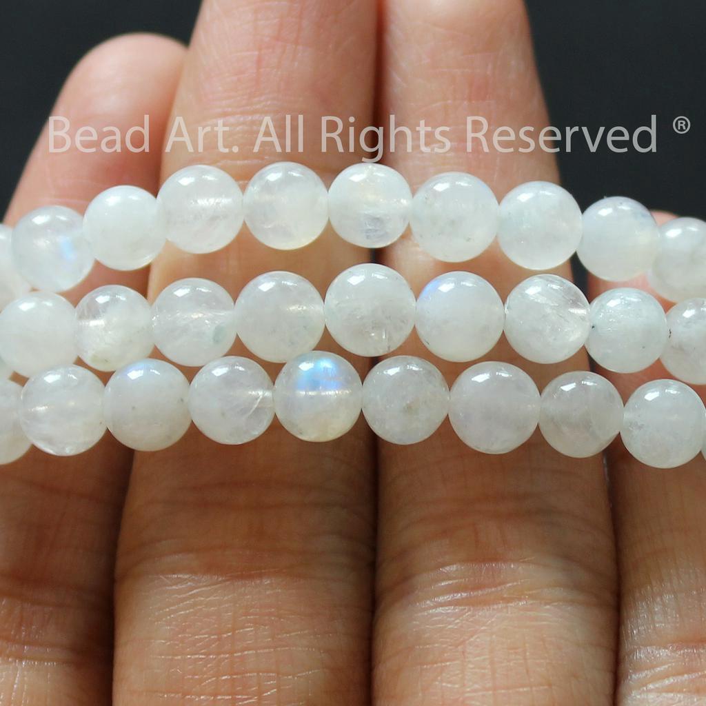 6MM Đá Ánh Trăng  Ánh Cầu Vồng Loại AB, Phối Vòng Tay Phong Thuỷ, Chuỗi Hạt, Kim, Thuỷ