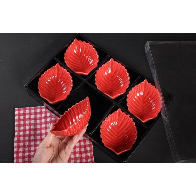 Set 6 đĩa sứ kèm khay nhựa