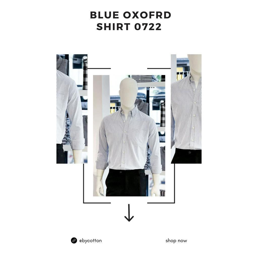 Áo Sơ Mi Nam Dài Tay Xanh Nhạt Phối Sọc Nhỏ BY COTTON Mini Stripes Light Blue Shirt