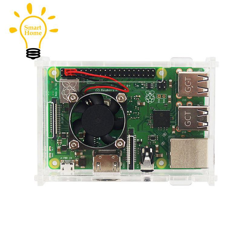 Hộp Trong Suốt + Quạt Tản Nhiệt Cho Raspberry Pi 3 El B + (Plus)