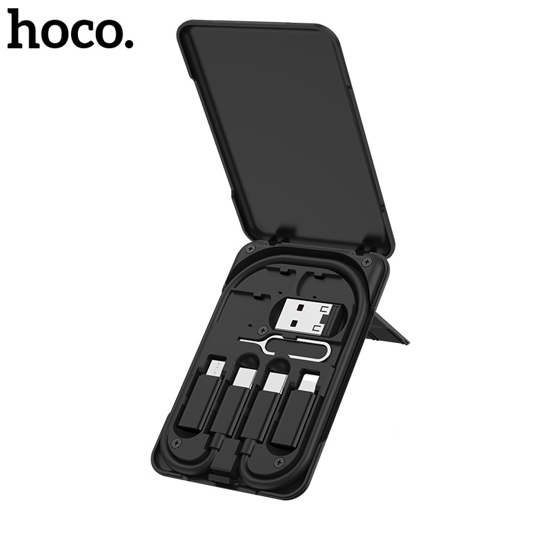 Bộ dây cáp sạc nhanh Hoco 3A Type C-Type C có đầu chuyển đổi Micro-Type C/-Type C/USB-Type-C và que chọc thẻ