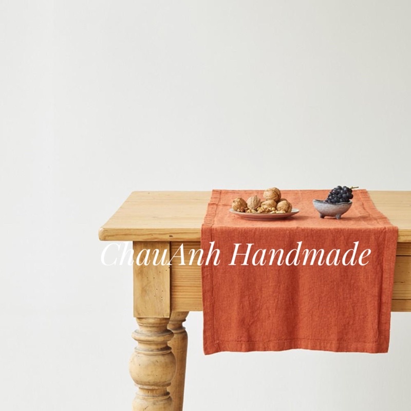 Tấm trải trang trí bàn ăn table runner vải linen 1 lớp kiểu dáng vintage