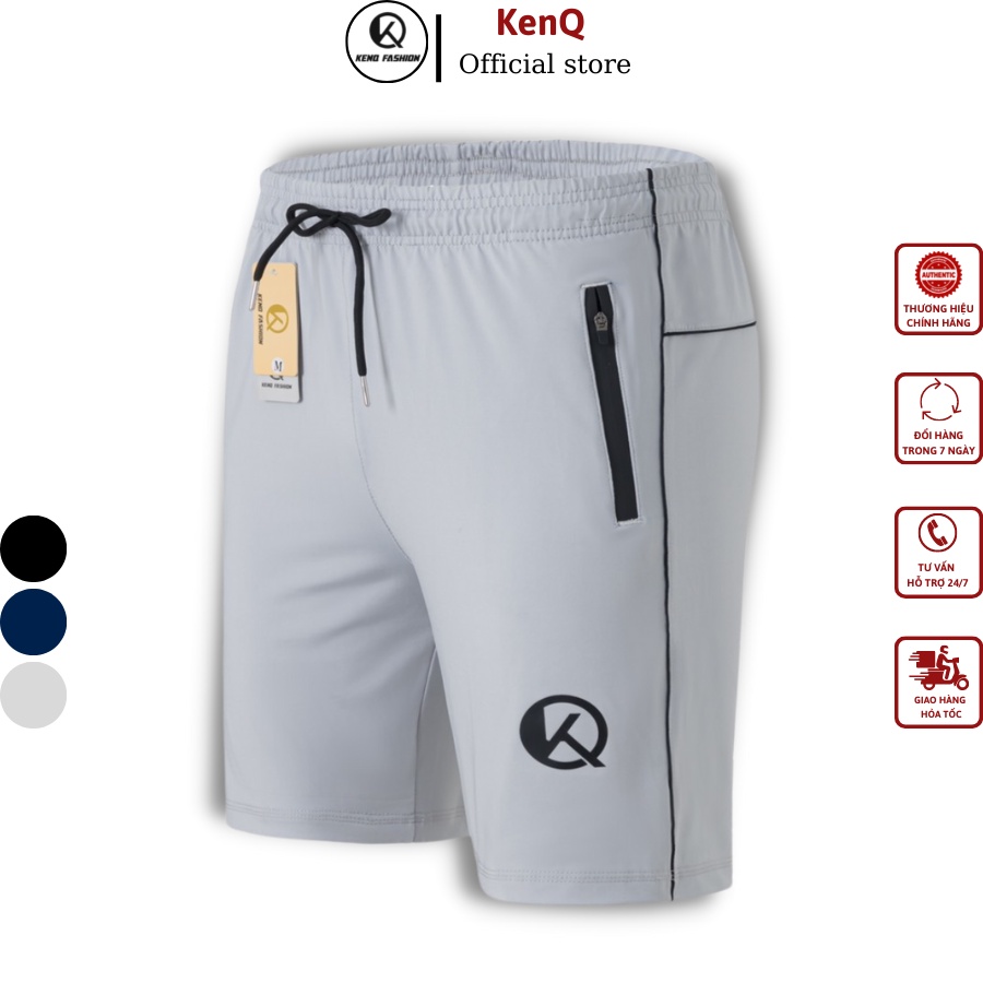 Quần đùi thể thao nam KenQ-03, quần short thể thao chất liệu thun poly mềm mịn, co dãn tốt, vận động thoải mái