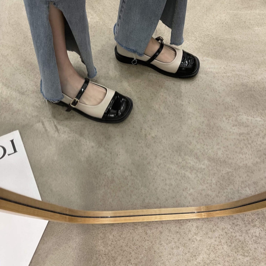 Giày búp bê Mary Jane nữ da mềm đế bằng cao 3cm phong cách học sinh Nhật Bản