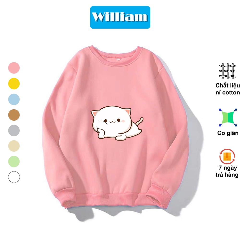 Áo sweater nam nữ hình Mèo dễ thương chất nỉ bông dày dặn, in Pet cao cấp William - DS225