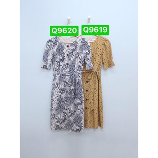 Q9619 & q9620 - đầm sandra darren cổ tròn, tay ngắn, bo thun, cột nơ,