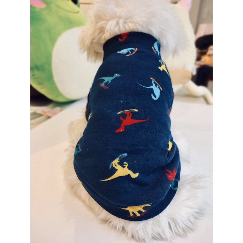 Áo thun mùa hè hoạ tiết hình khủng long dành cho thú cưng, Quần áo chó mèo LaLi Petfashion