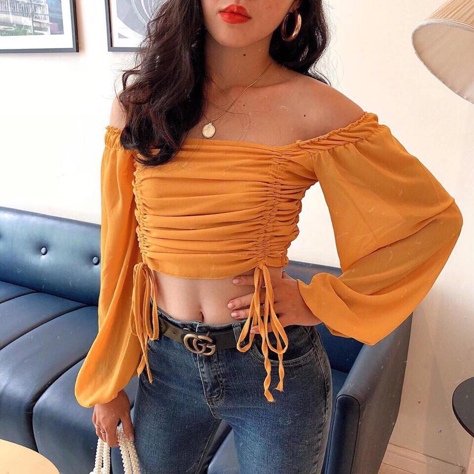 CROPTOP RÚT NHÚN 2 BÊN 🖤 Hình thật shop chụp | BigBuy360 - bigbuy360.vn