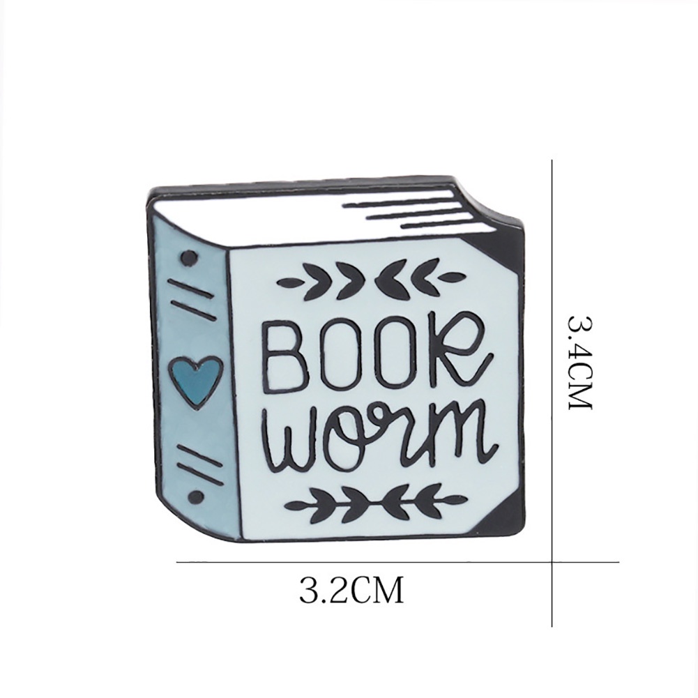 YOML✔Fashion Women English Letter Book Worm Badge Brooch Pin Clothes Jewelry Decor