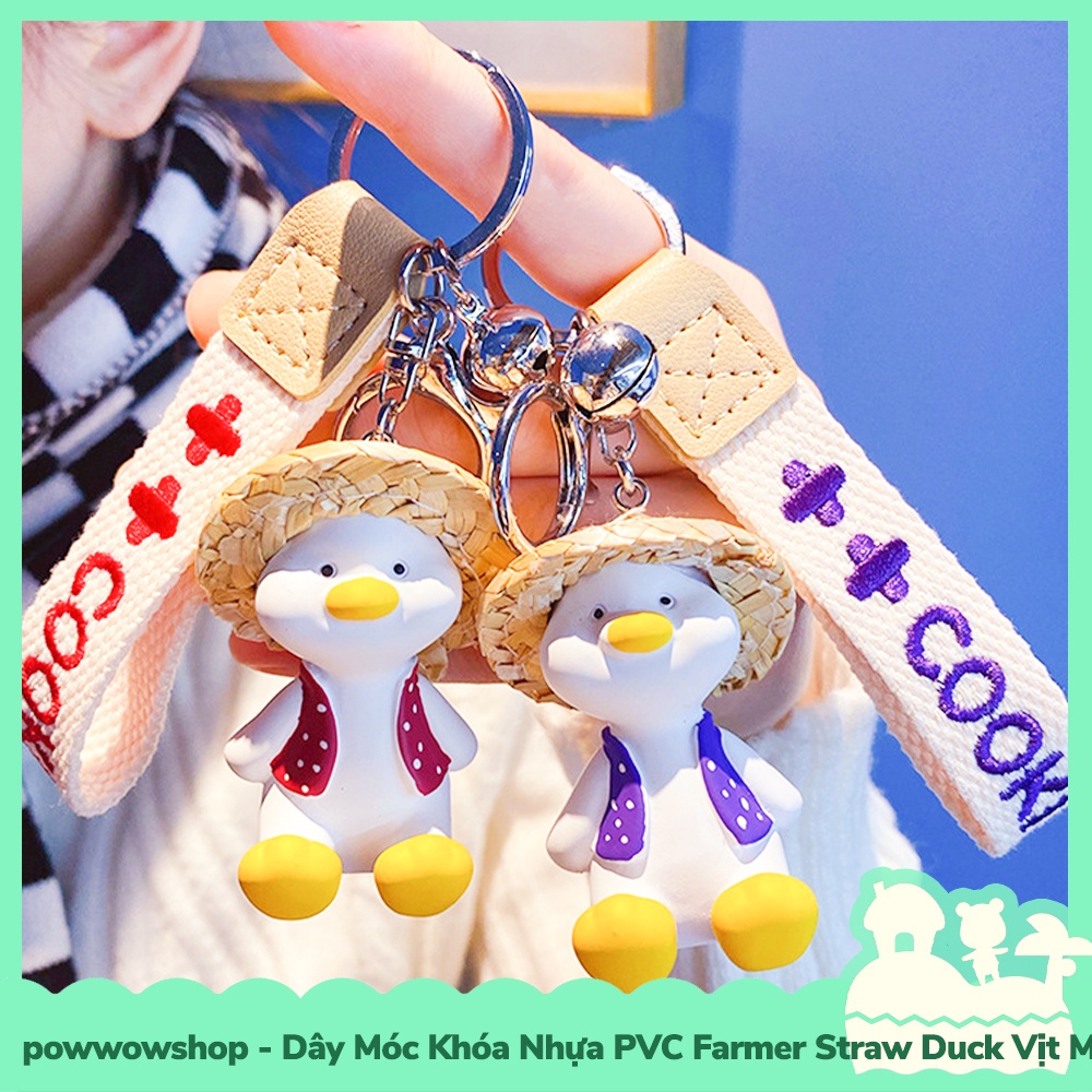 [Sẵn VN - Hỏa Tốc] Dây Móc Khóa Nhựa PVC Mẫu Farmer Duck Straw Hat Vịt Nông Dân Mũ Rơm