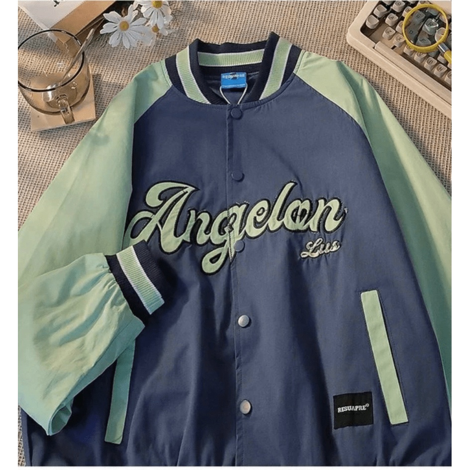 Áo khoác dù Bomber bóng chày thêu Chữ Nổi ANGEL From Rộng Mẫu Mới- TP256 [NewUnisex]