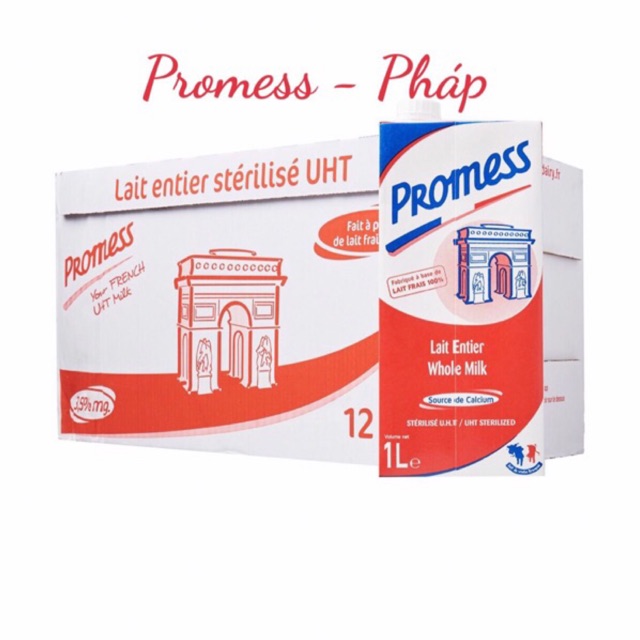 [ DATE MỚI NHẤT ] THÙNG 6 HỘP SỮA NGUYÊN KEM PROMESS PHÁP ( 1 Hộp / 1 L )