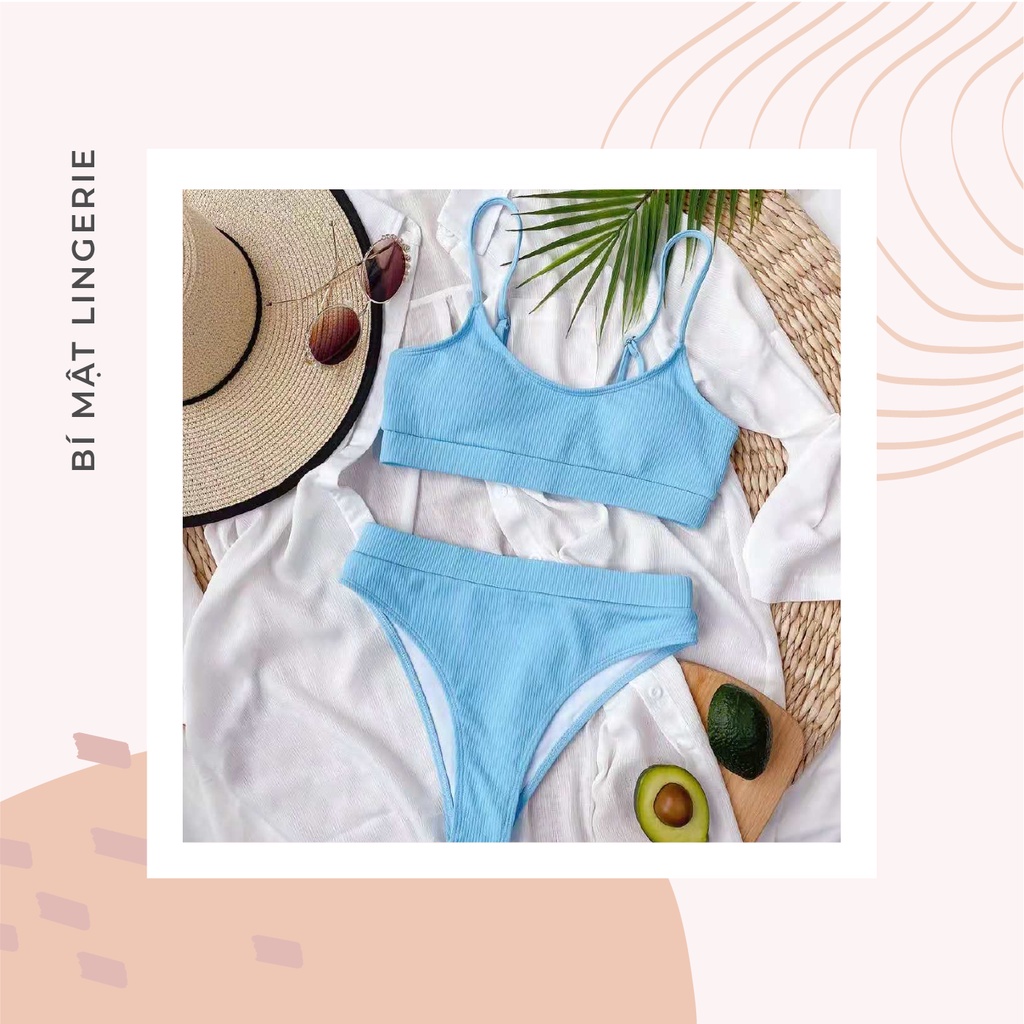 Bikini 2 mảnh cạp cao che bụng nhiều màu tôn da kín đáo che khuyết điểm