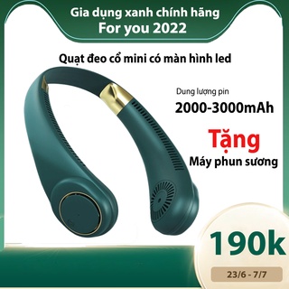 Quạt đeo cổ mini có màn hình led hiển thị pin và chế độ gió dung lượng pin lớn