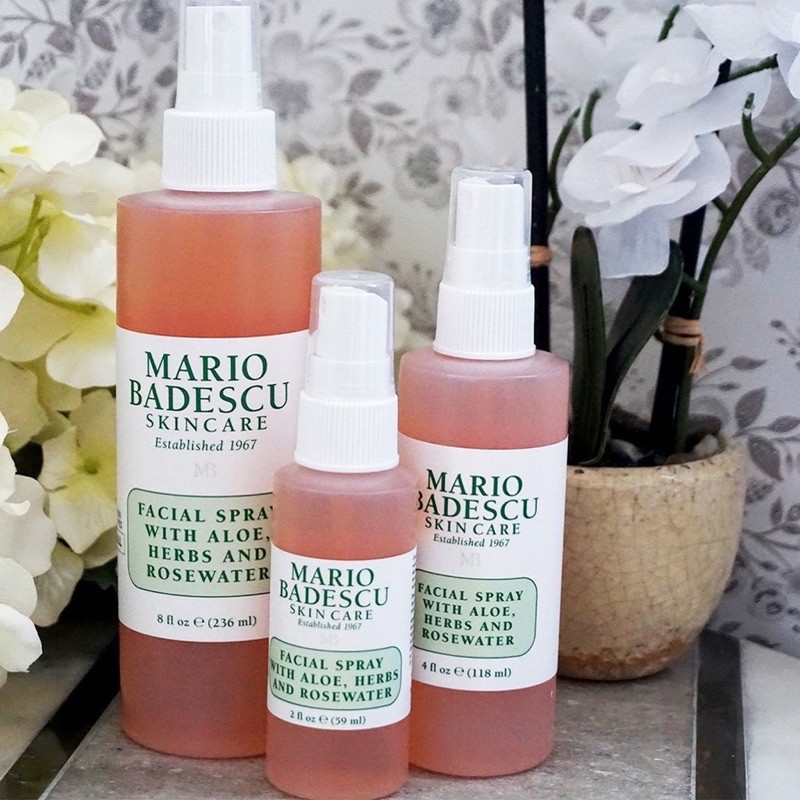 TONER THẢO MỘC MARIO Badescu Facial Spray With Aloe, Herbs & Rosewater 236ml