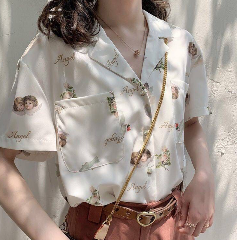 SUXI Áo vải chiffon tay ngắn cổ chữ V thời trang thanh lịch cho nữ